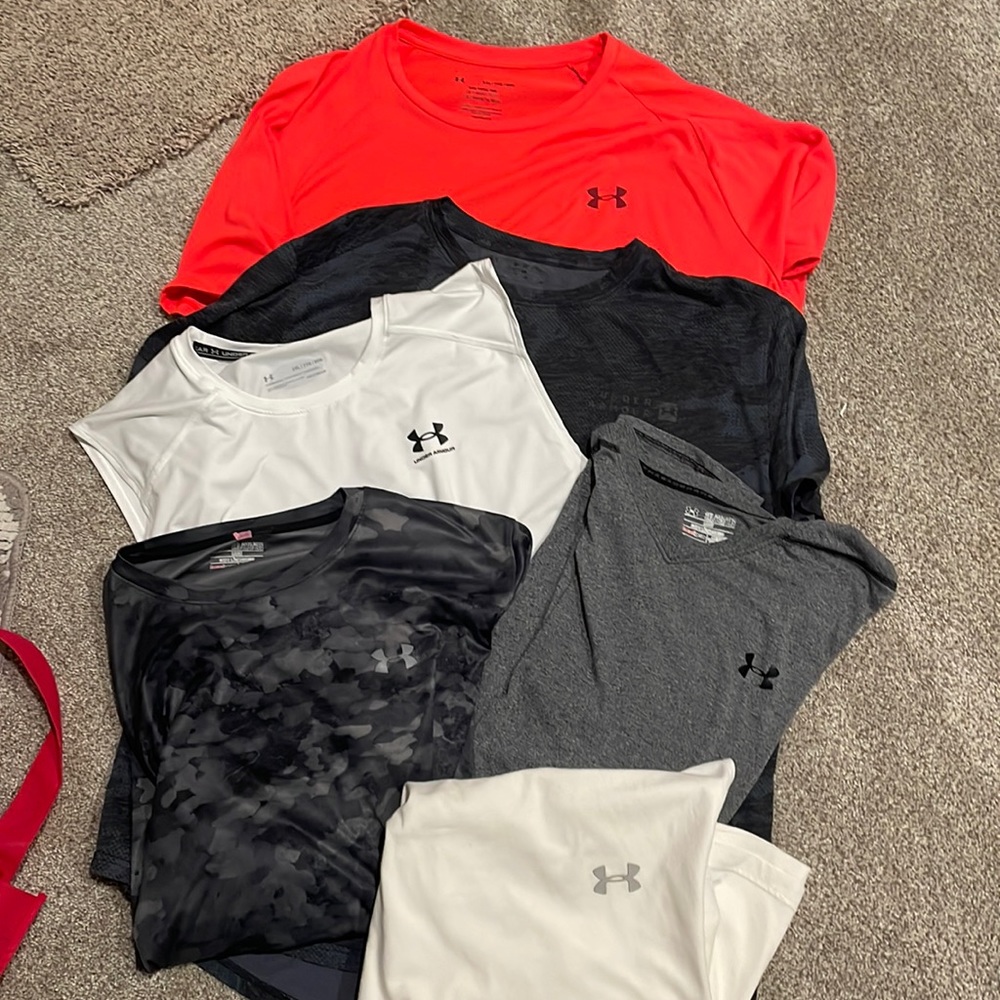 6 Men’s 2XL under amour athletic shirts